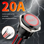 FILN 2PCS 20A 22mm Symbols Momentary Push Button Switch 12V-24VDC IP67