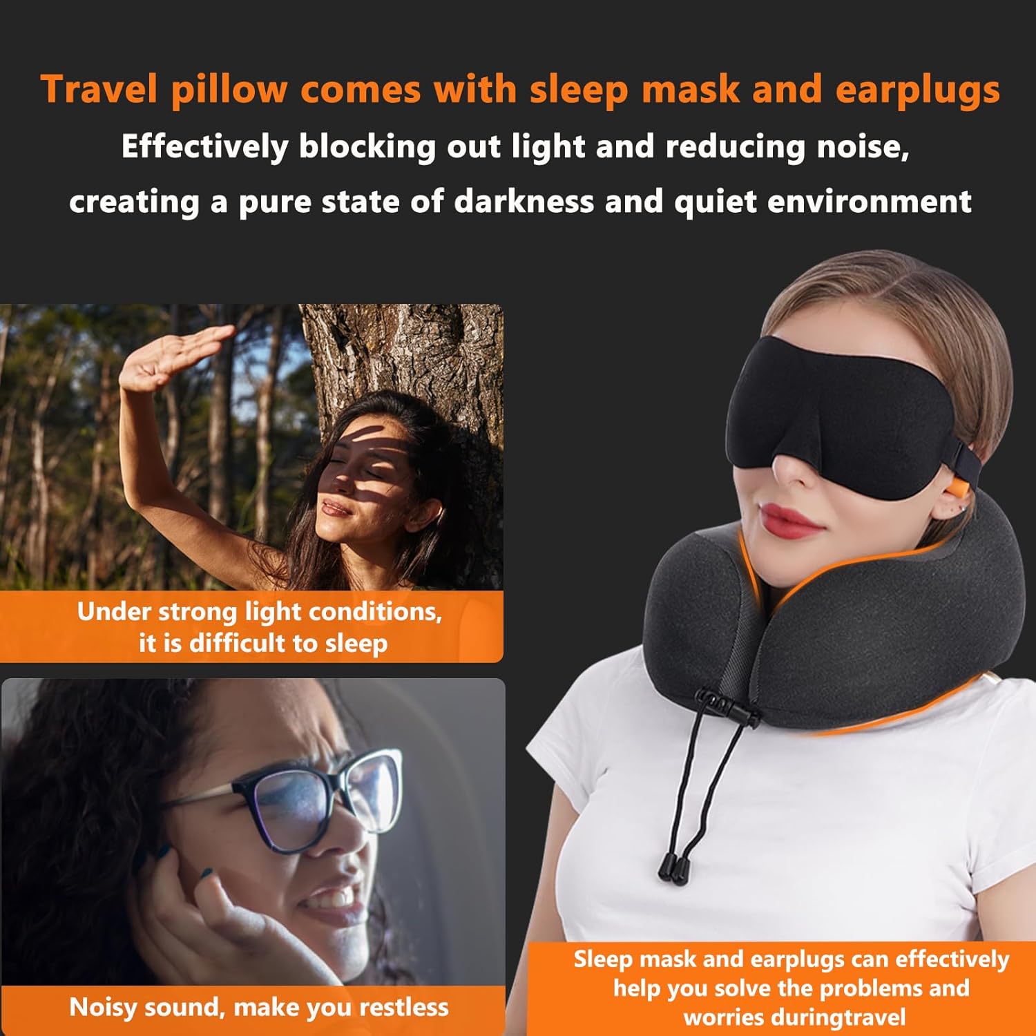 Neck Pillow for Traveling, Upgraded 100% Pure Memory Foam Travel Neck Pillow for Airplane Flight Sleep, Breathable &