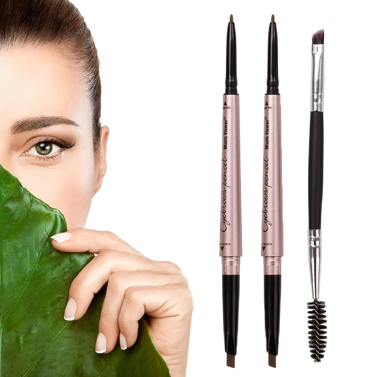 2 Pack Eyebrow Pencil with Dual Ends - Dark Brown #1