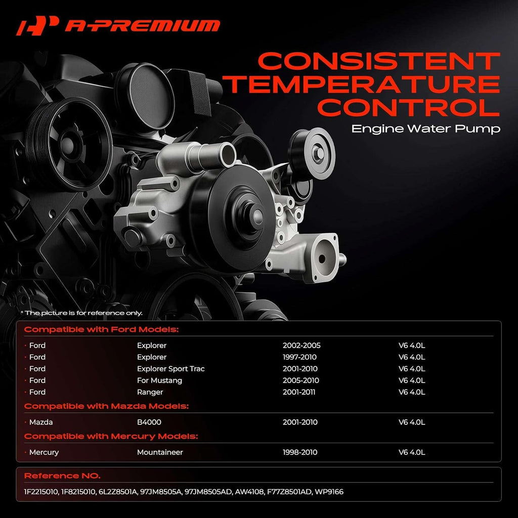 A-Premium Engine Water Pump (V6 4.0L) Compatible with Ford, Mazda, Mercury