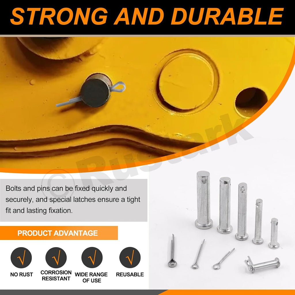 51Pcs 18 Sizes M5 M6 M8 M10 M12 Flat Head Single Hole Clevis Pins Assortment Kit Flat Head Fastener Pins T Shape Round Pin Link Hinge Pin Single Hole Clevis Pin for Auto