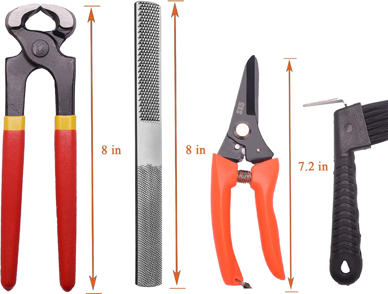 8 inch Farrier Tool Kits （5 Piece） Mini Rasp Hoof File Equine Metal Shears Farriers Hoof Nipper for Goat Pig