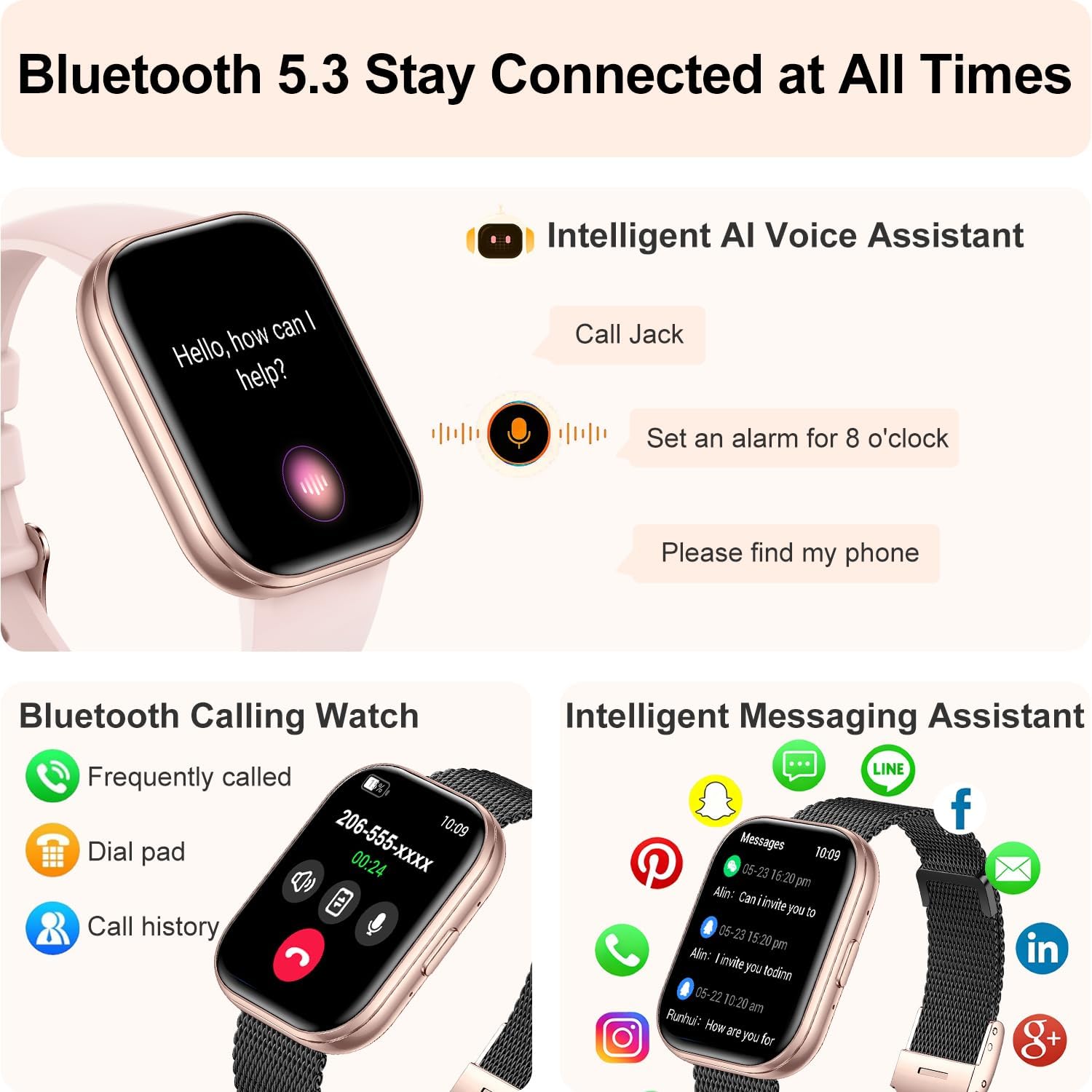 Smart Watches for Women Men, 1.75" HD Screen Smartwatch Answer/Make Call for Android iOS, Fitness Activity Tracker