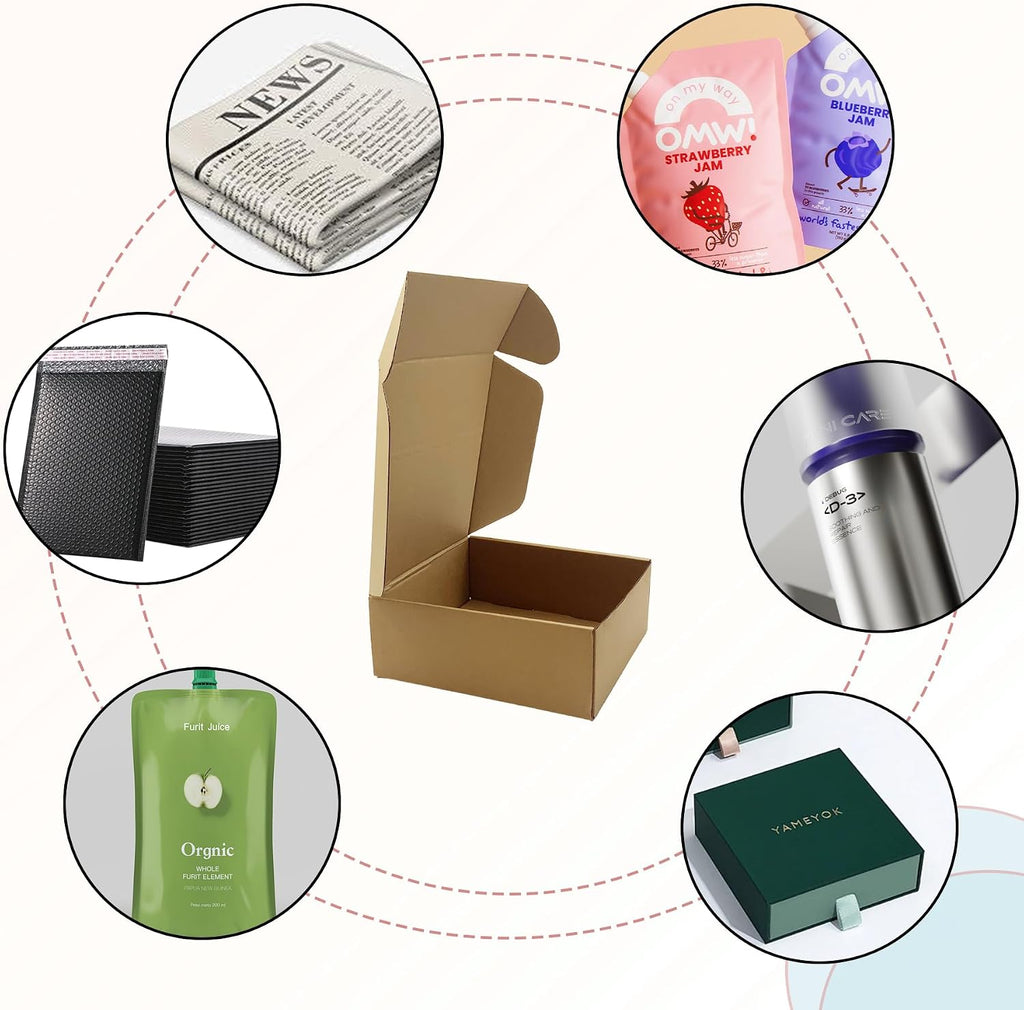 8x8x3 Inch Brown Shipping Boxes 25 Pack,Craft Gift Boxes,Bulk of Mailers