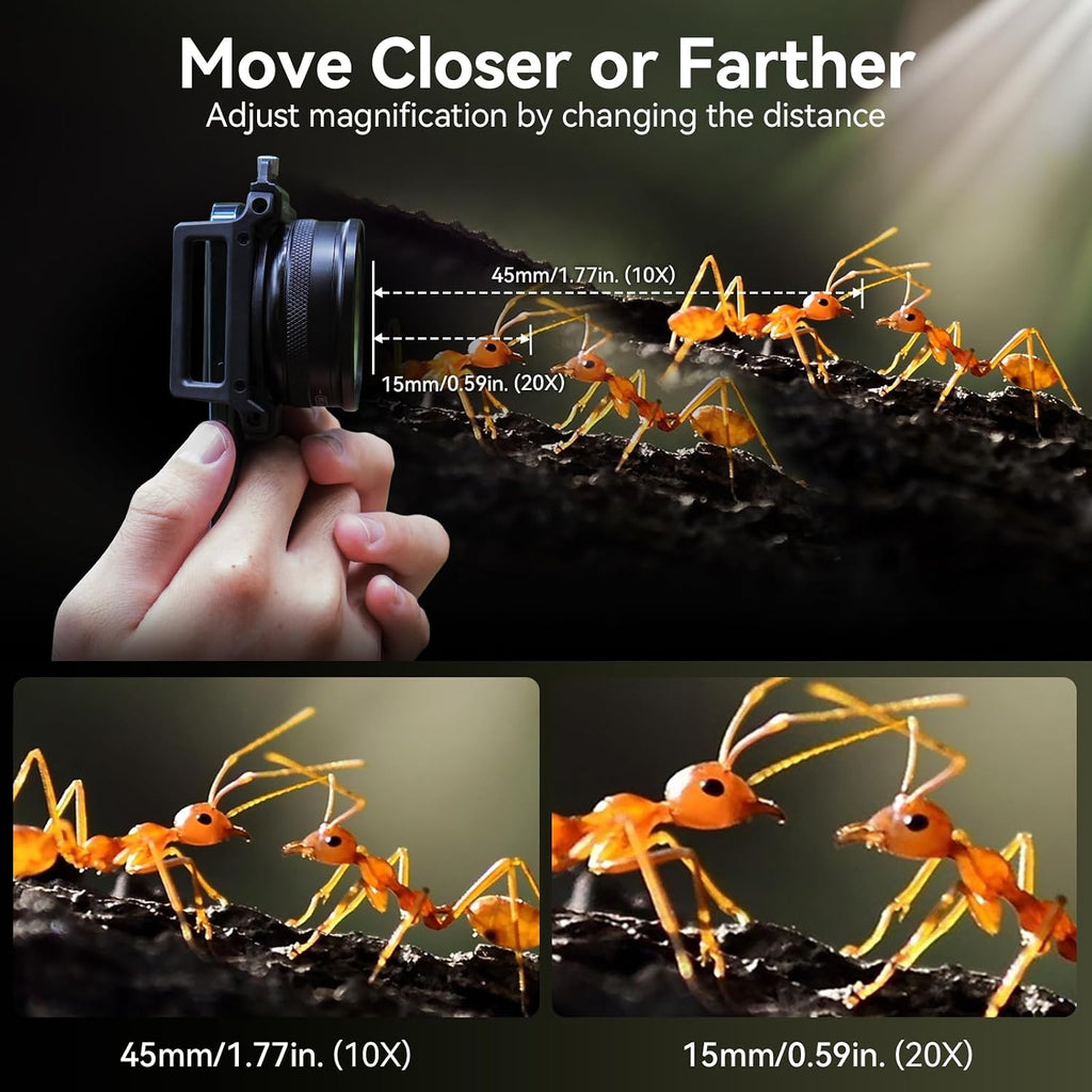 Macro Lens Kit for Smartphone, 10-20X Micro Phone Lens with Universal Lens Clip, HD Magnifier Photography Lens for