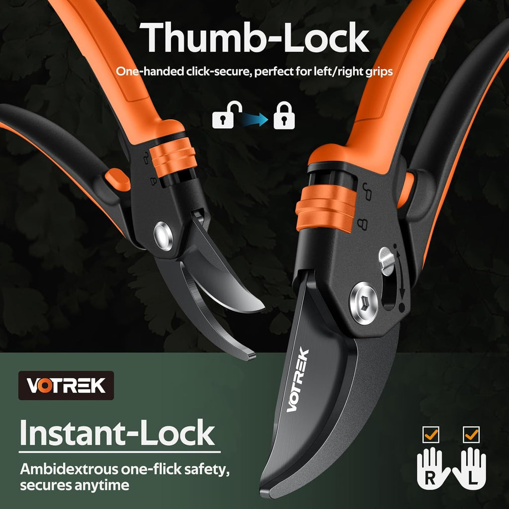 Pruning Shears, [Patented Stepless Handle Opening] - Garden Clippers with Ultra-Sharp SK5 Steel for Weak Hand, Bonsai