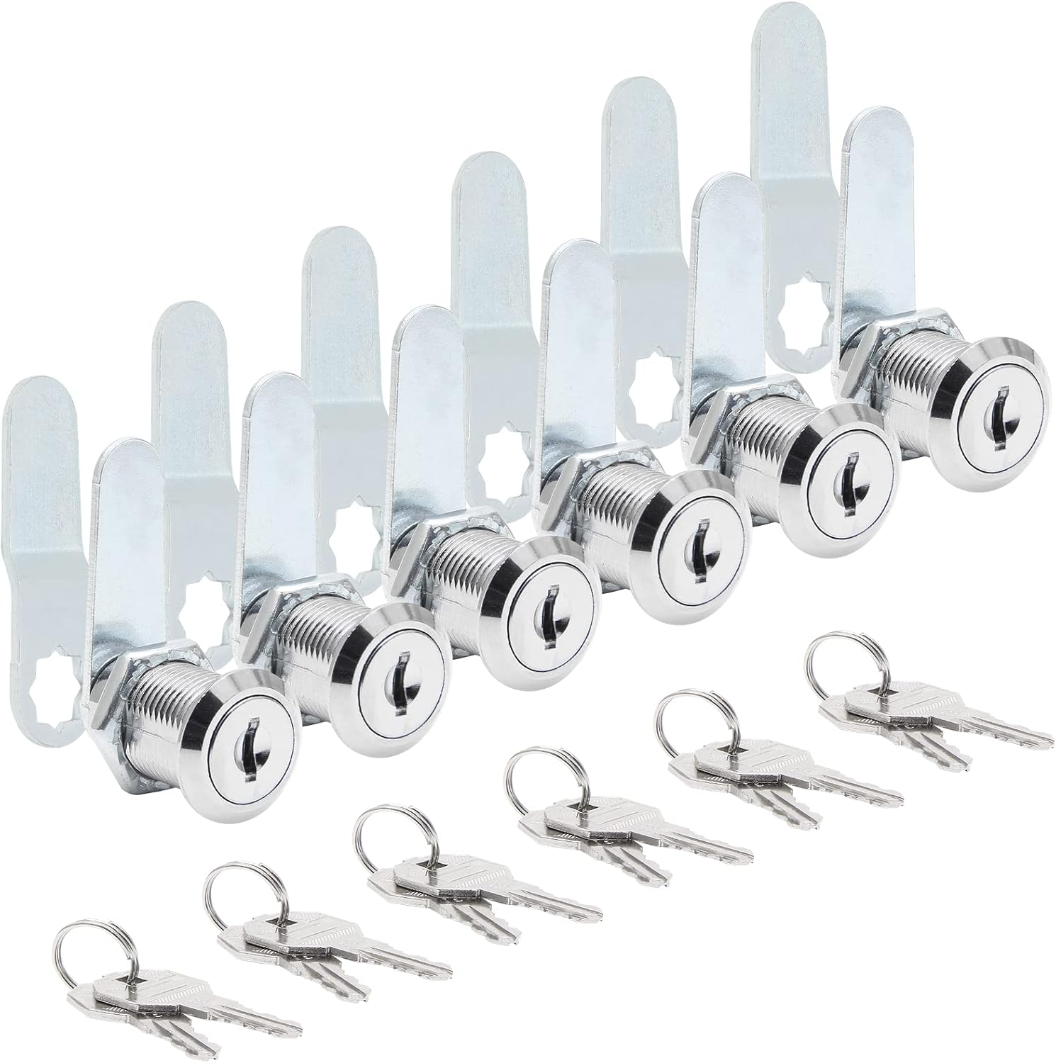 6 Pack Cabinet Cam Locks Keyed Alike, 1" (25mm) Cam Lock Set | Camlock, Tumbler Locks for Cabinets Drawers Mailbox