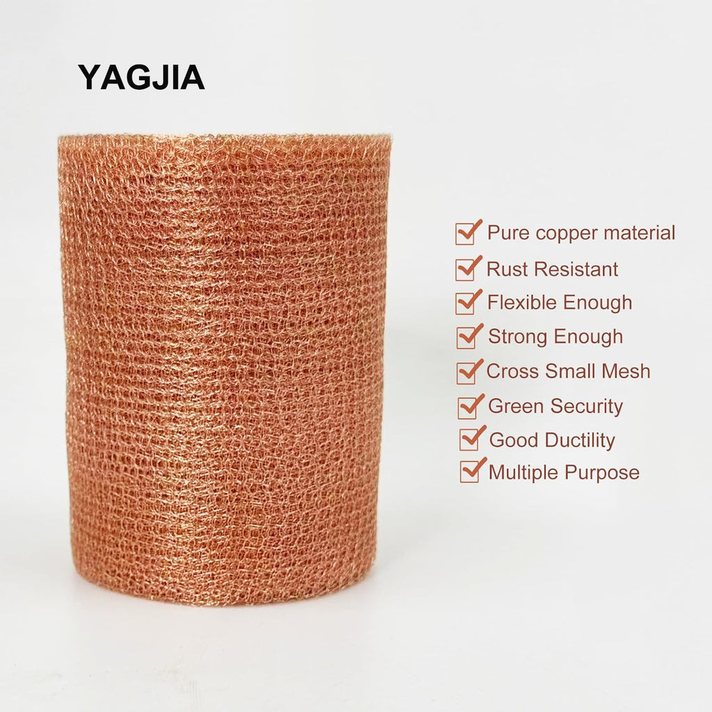Copper Mesh Rodent Control 5in x 33ft, Rustproof, 0.17mm Wire, Double Layer | Pure Copper Mesh Roll Ideal for Slug