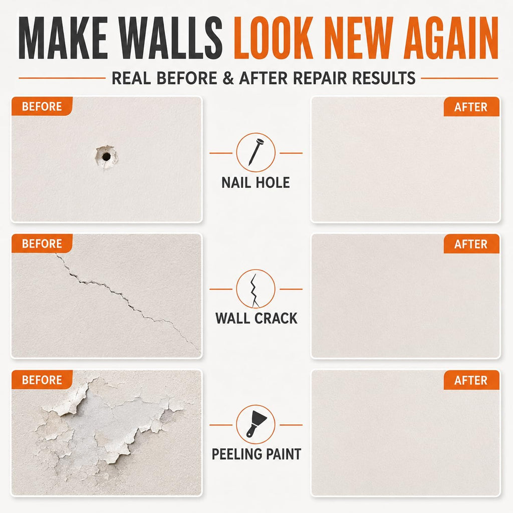 Spackle Wall Repair Kit(Color Match), Drywall Repair Filler for Wall Hole | Exterior Wall Putty for Filling Holes