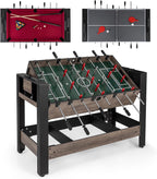 3 in 1 Multi Game Table, Swivel Combo Game Table with Foosball, Billiards & Table Tennis, Rod Storage Rack
