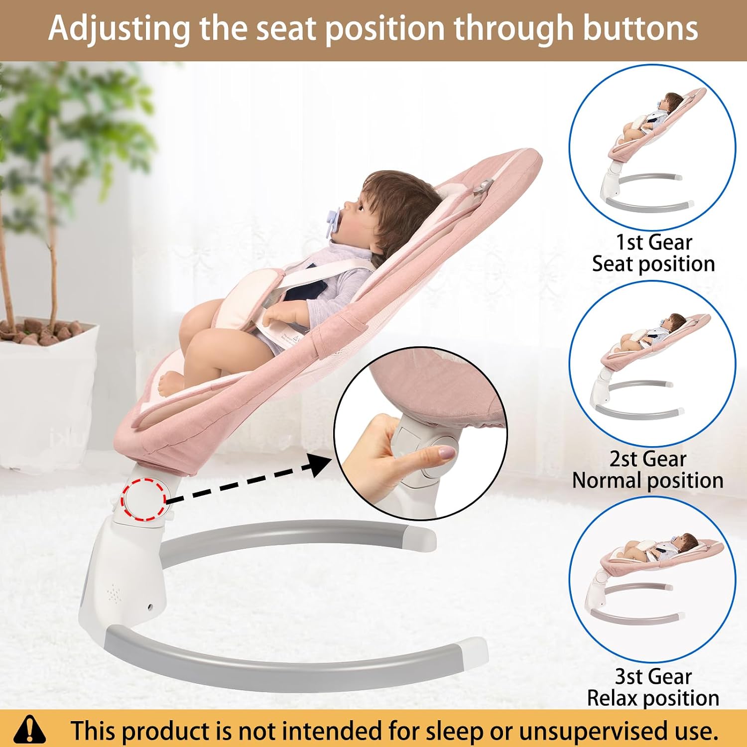 Electric Baby Swing for Infants 0-9 Months, Portable Infant Swing with 5 Swing Speeds, Bluetooth Audio, Remote