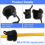 HINZIC 10PCS 6N-4 Strain Relief Cord Connector, Black Nylon