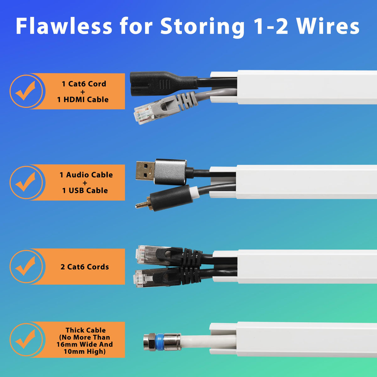 YCLYC 66in Cord Covers for Wires on Wall, Black Wall Cord Hider Hide Cords