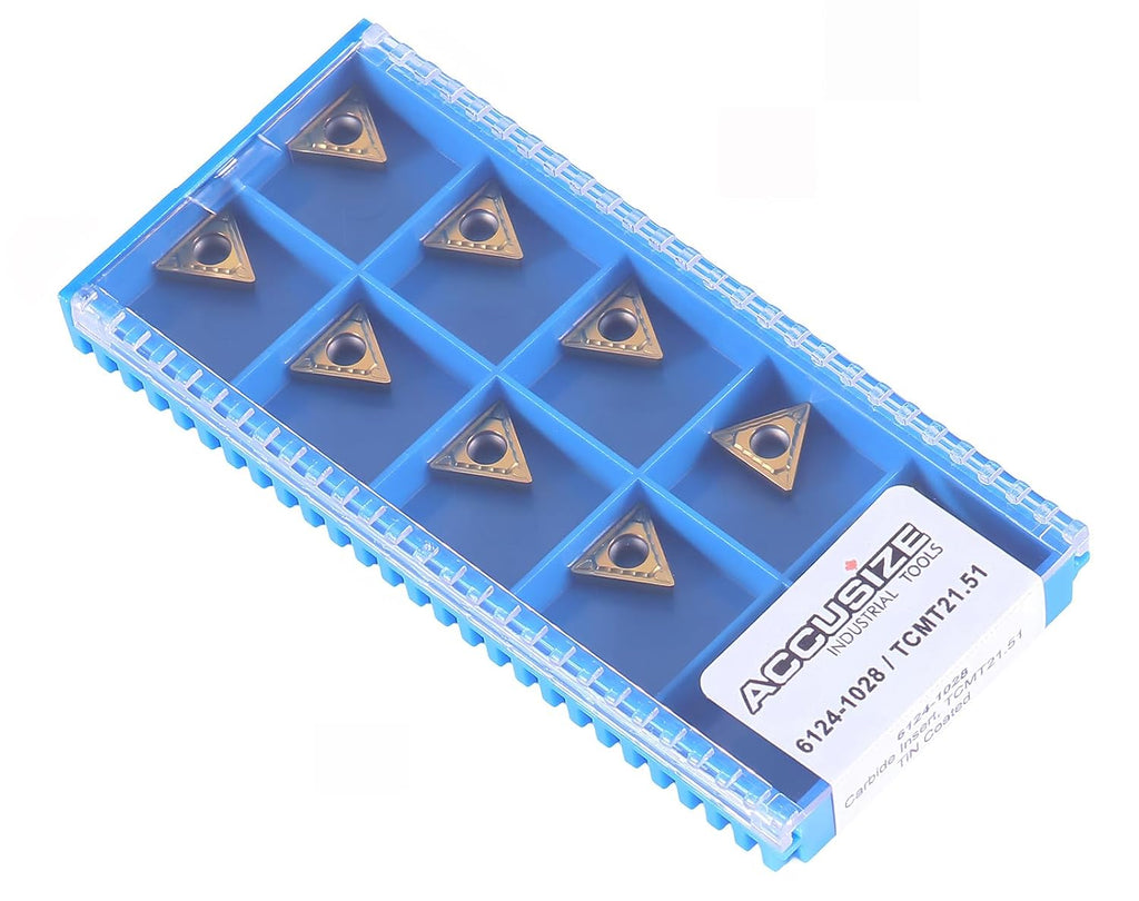 Accusize TCMT21.51 Carbide Insert, TiN Coated, 1/4 in I.C, 10 Pack