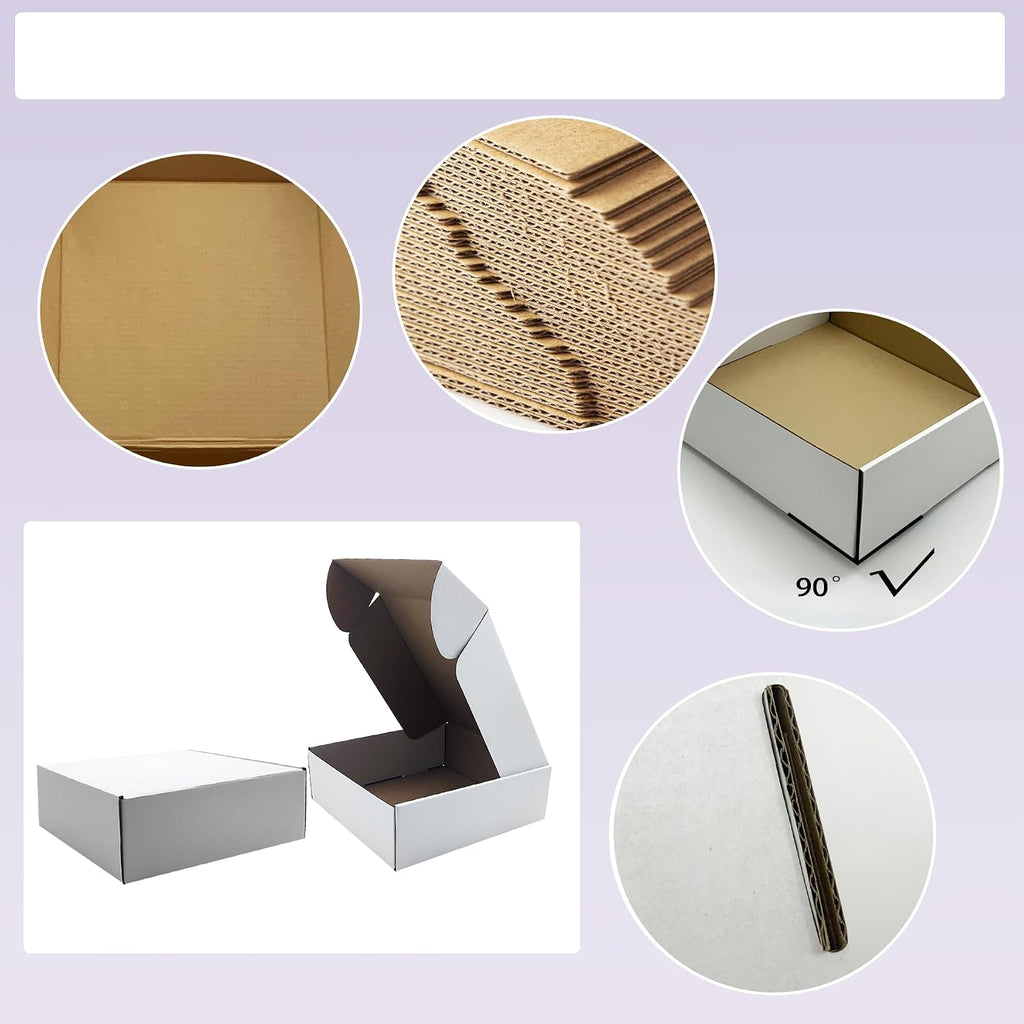 9x9x3 Inch White Shipping Boxes 25 Pack,Craft Gift Boxes,Bulk of Mailers