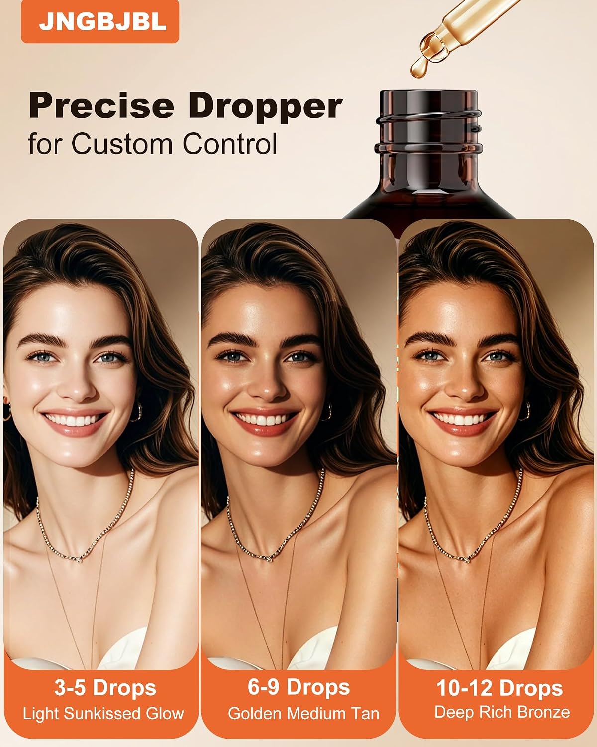 Sunless Tanning Drops for Face & Body, Plant Based Self Tanner Drops, Customizable Glow Bronzing Serum, Streak-Free