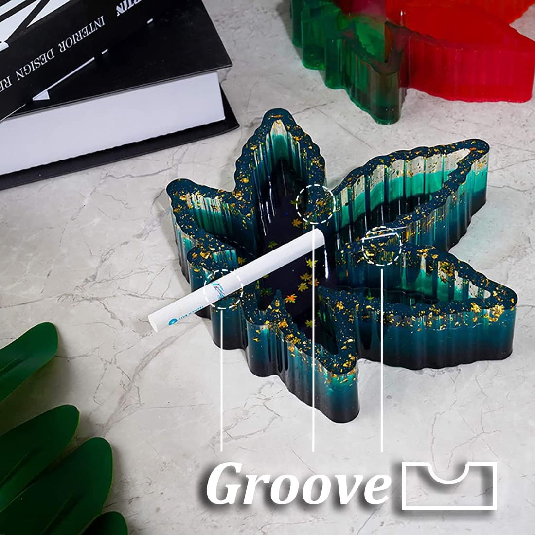 Ashtray Mold for Resin, Large Leaf Silicone Mold for Epoxy Resin, Maple Leaf Rolling Tray for Jewelry Storage Box
