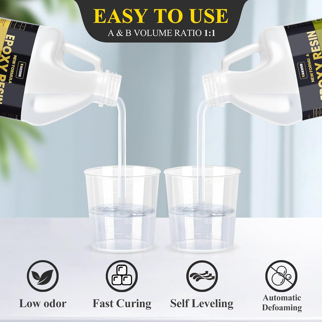 68OZ 3X UV Resistant Crystal Clear Epoxy Resin Kit, 1:1 High Gloss | Non-Yellowing Formula, Bubble-Free