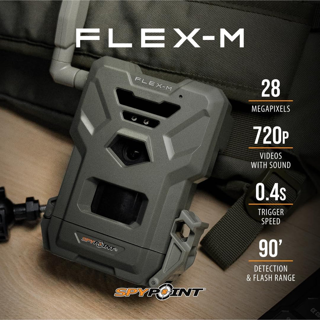 Flex-M Cellular Trail Camera - Best Hunting Accessories, No WiFi Needed, Night Vision, Motion Activated, Dual-Sim