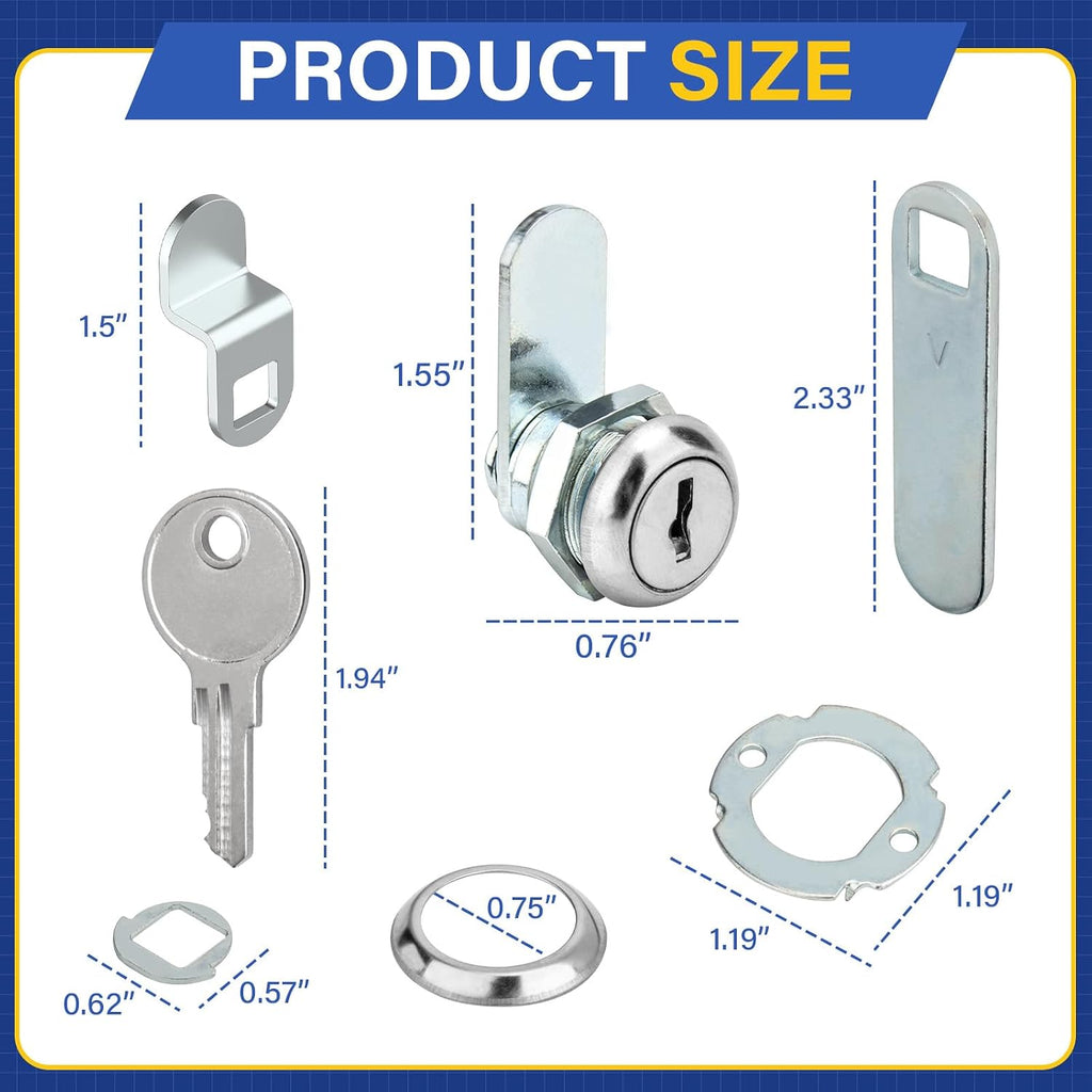 U 9941 5/8" Cam Lock, Diecast Drawer and Cabinet Lock for Prime-Line | 5/8” Length Cylinder Lock for 5/16” Max Panel