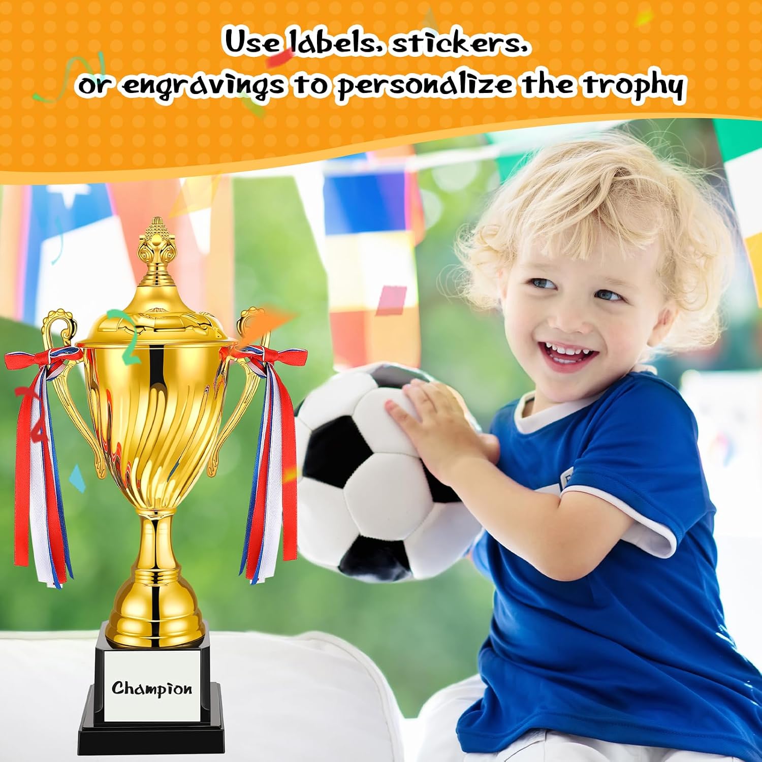 14 Inch Large Gold Trophy Cup,Winner Award Trophies | Trophy Award Cup for Sports,Custom Base,1st Place
