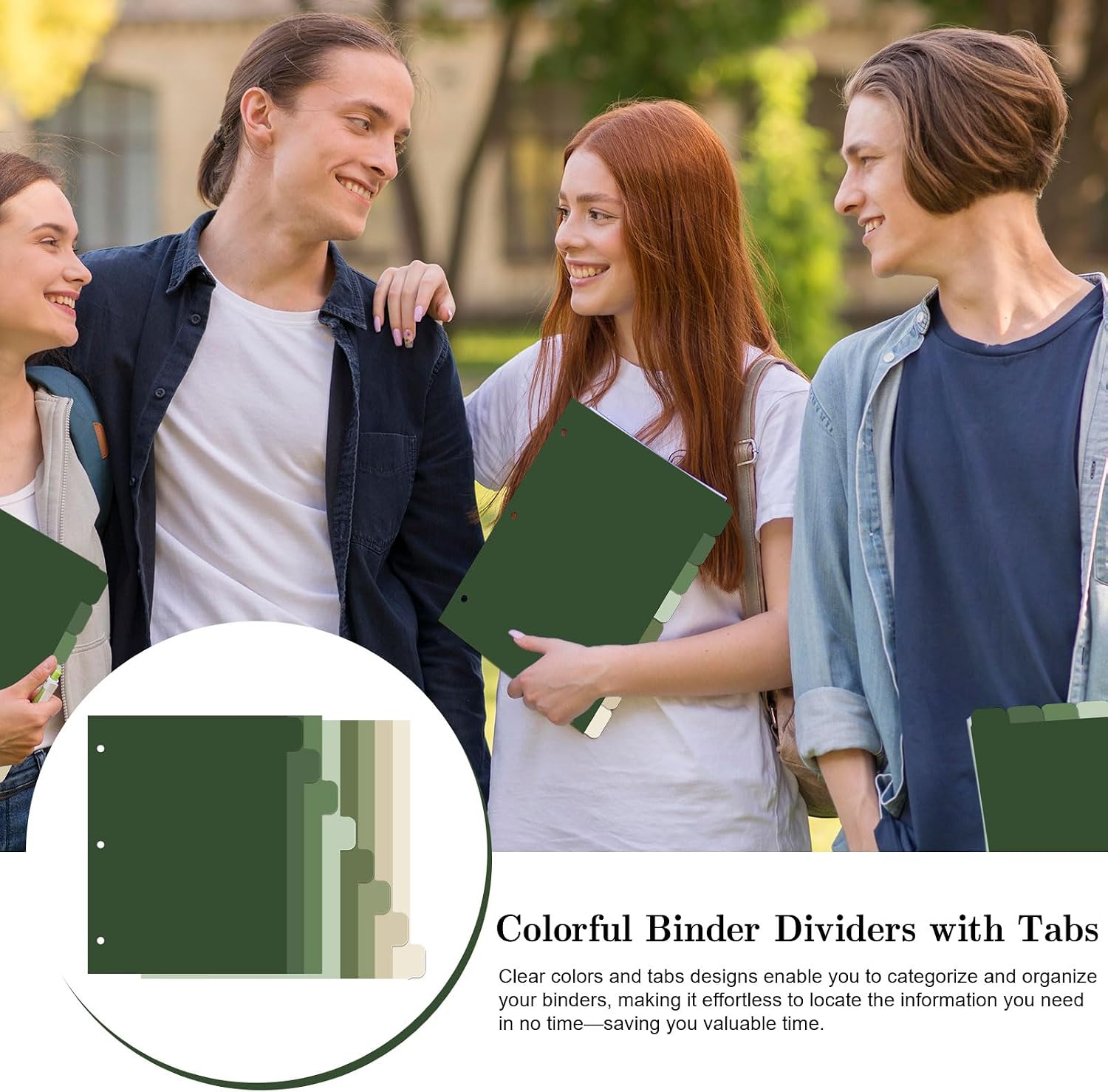 16Pcs/2Set Sage Green 3 Ring Binder Dividers, Colored Index Divider | Gradient Green Colorful, Plastic Page Folder