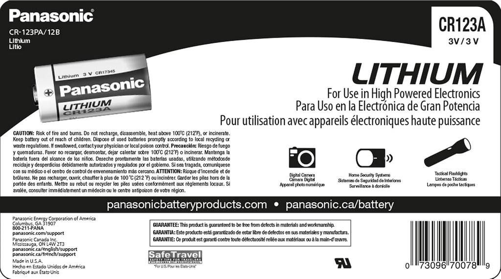 CR123A 3V Long Lasting Lithium Batteries for Tactical Flashlights, Home Security Systems, Cameras, Lighting Equipment