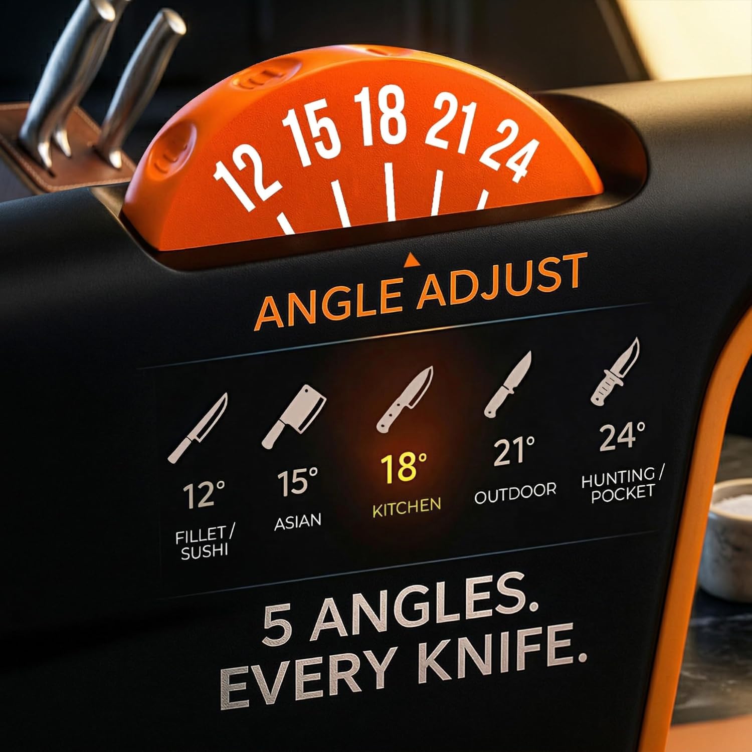 5 Precision Adjust Knife Sharpener- 3-Stage Premium Kitchen Knife Sharpener to Repair, Restore & Polish Blades by