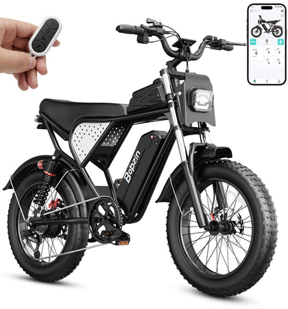 Electric Bike for Adult 2000W Peak Motor, 48V 25Ah Removable Battery, Up to 80 Miles Range, Smart App, 20" Fat Tires
