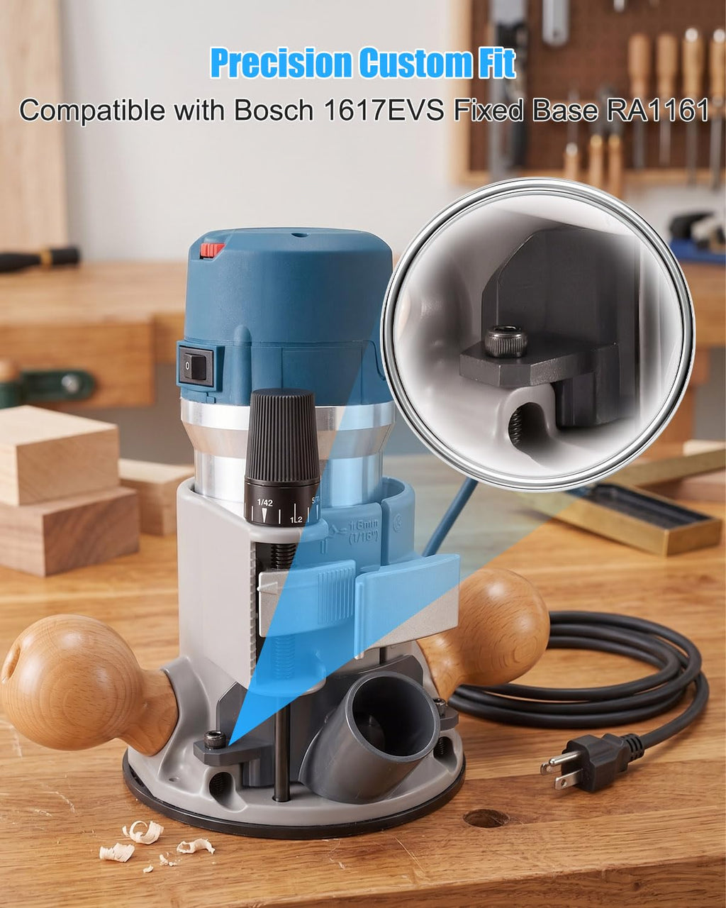 Router Dust Port Adapter Compatible with Bosch 1617EVS RA1161 Fixed Base