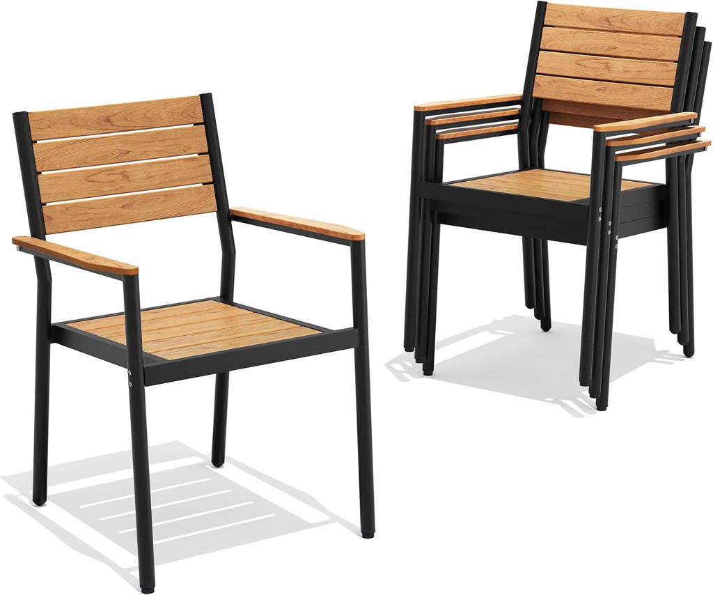 Stackable Outdoor Patio Dining Chairs Set of 4