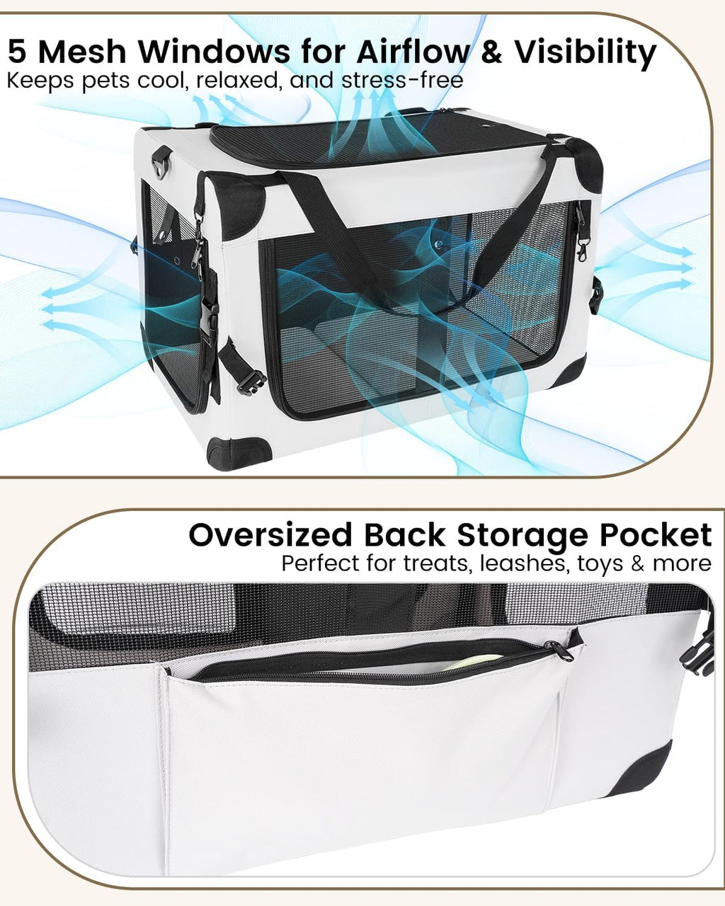 Extra Large Cat Carrier for 2 Cats with Divider, Soft-Sided