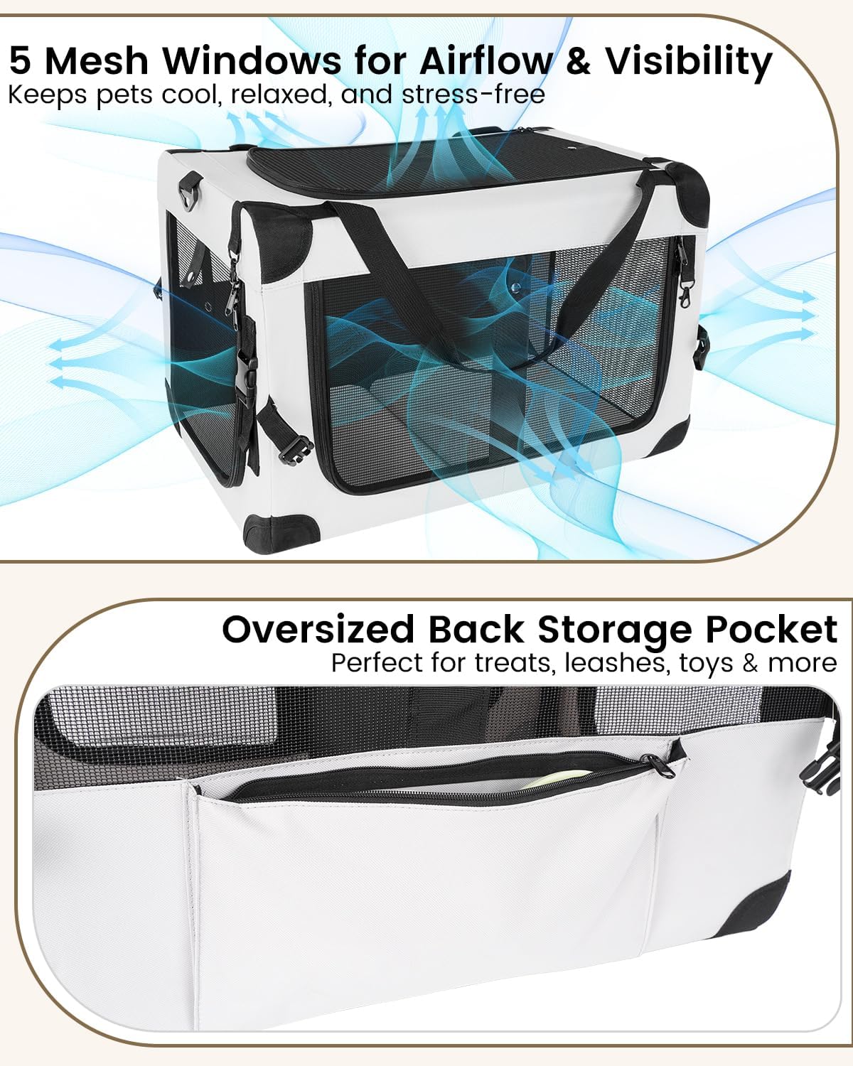 Extra Large Cat Carrier for 2 Cats with Divider, Soft-Sided