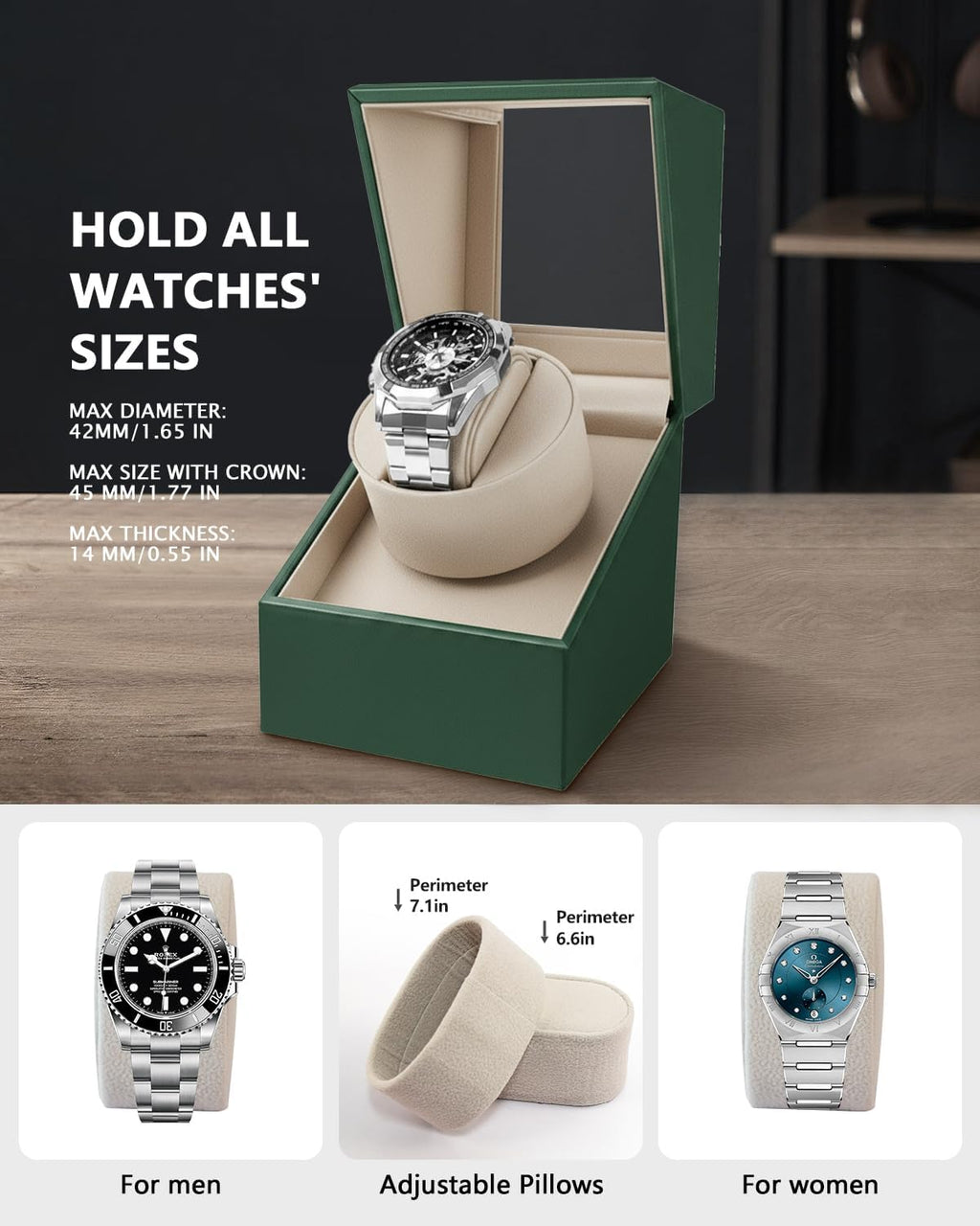 Watch Winder for Automatic Watches: Automatic Single Watch Winder Box | Japanese Quiet Motor, Anti-Magnetic Design