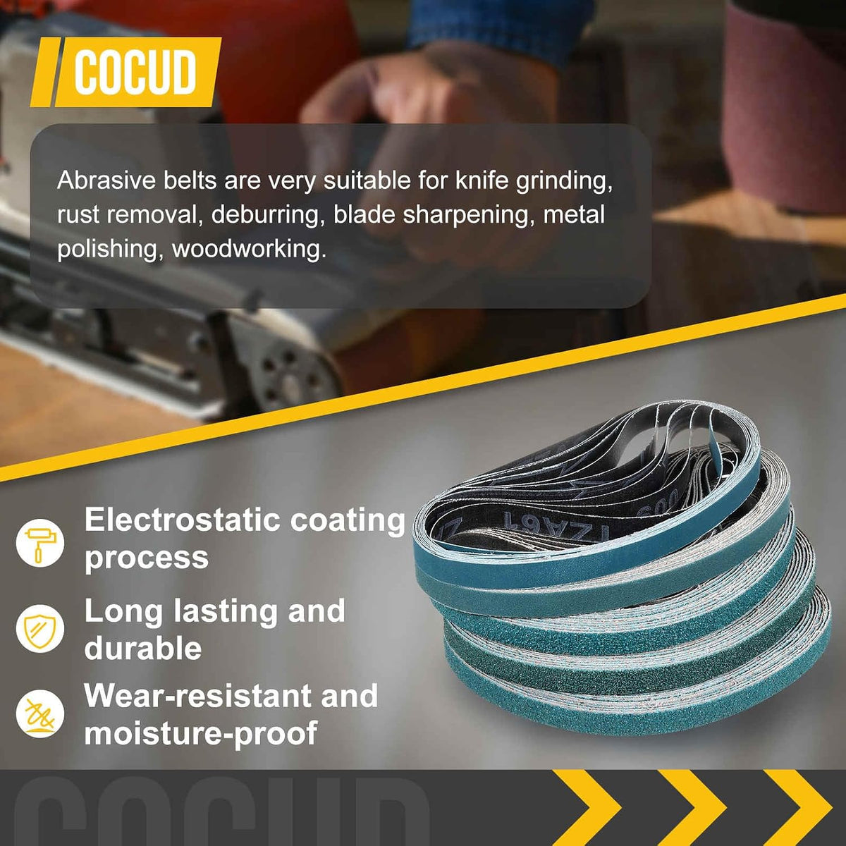 6 x 89 Inch Sanding Belt 40 Grit Zirconia 2 Pcs