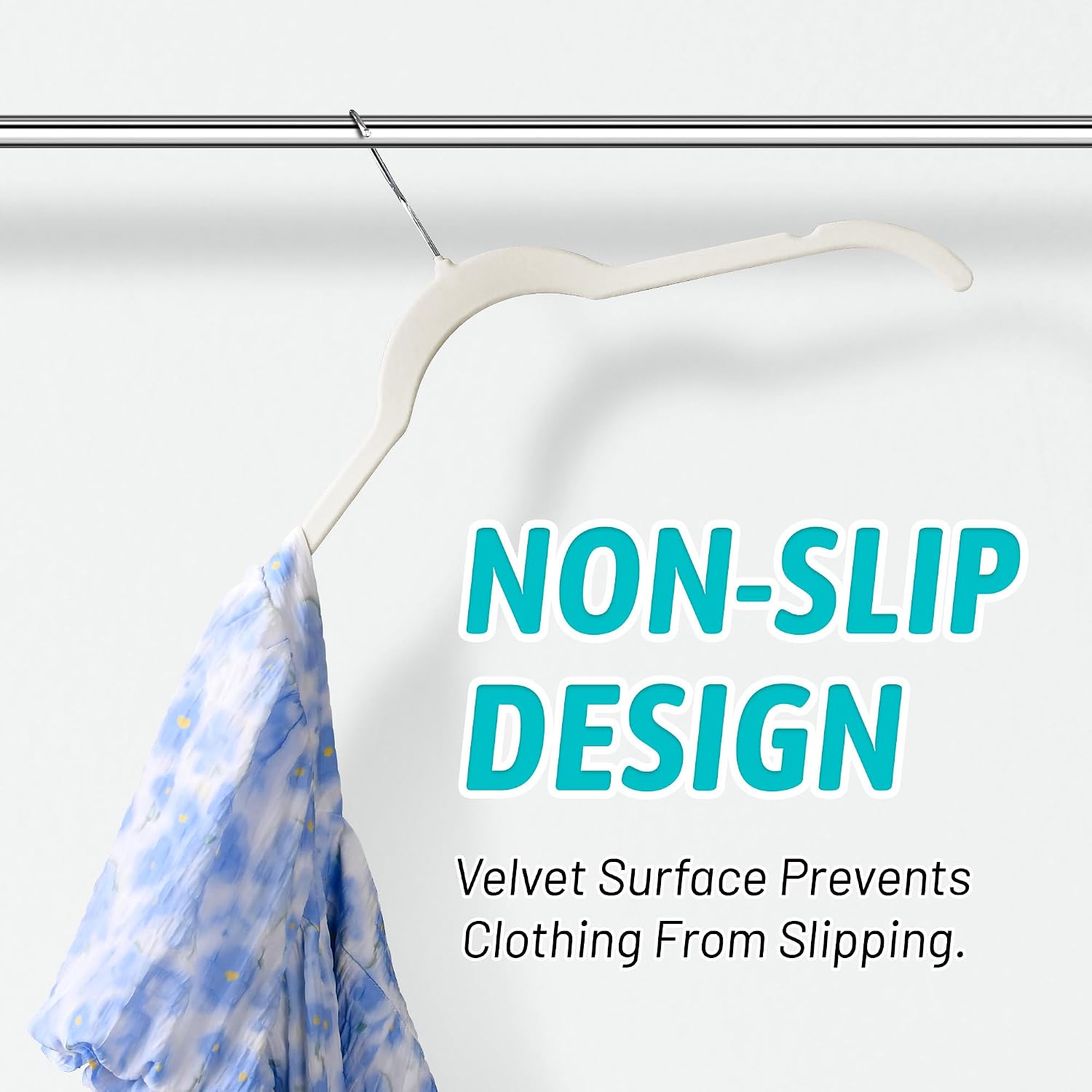Velvet Hangers 30 Pack, Non-Slip Slim Felt Clothes Hangers Beige | Space-Saving Closet Organization; Flocked Surface;