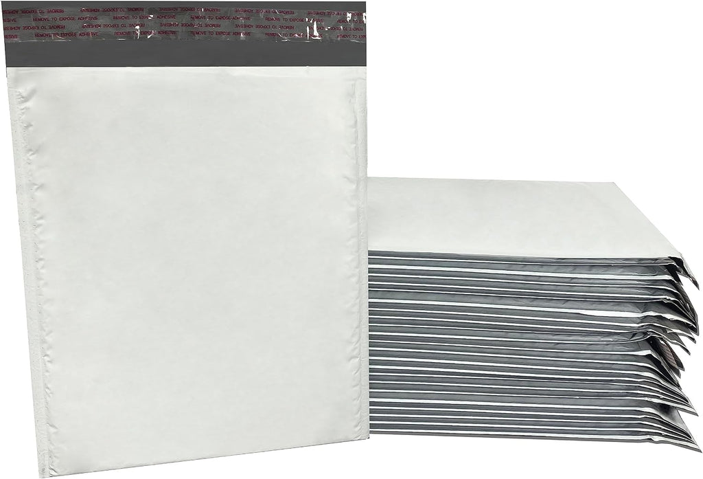 Poly Bubble Padded Mailer, 25-Pack, #2-8.5" x 12", White