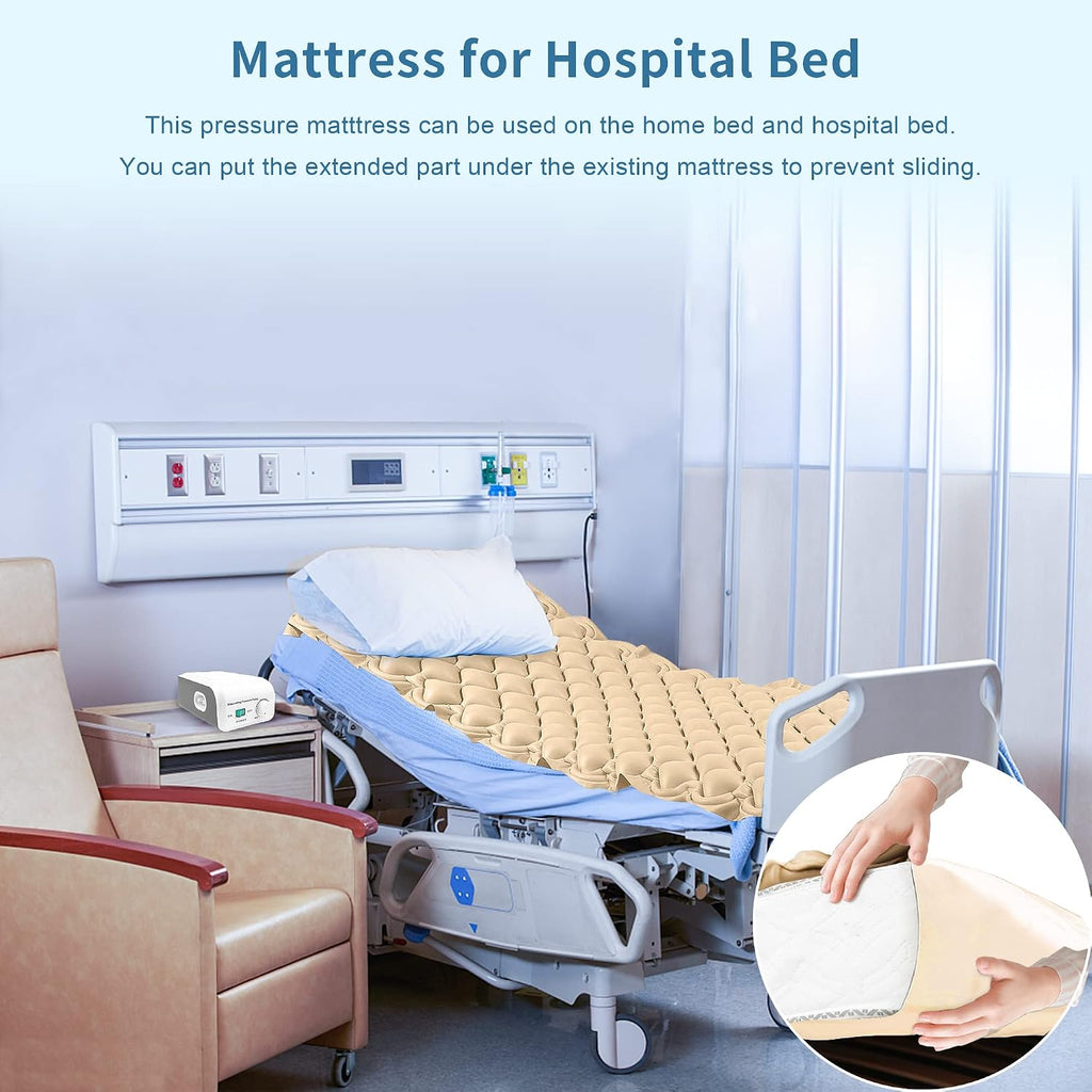 Alternating Air Pressure Mattress for Medical or Standard Bed with Electric Quiet Pump System and Pad Topper to