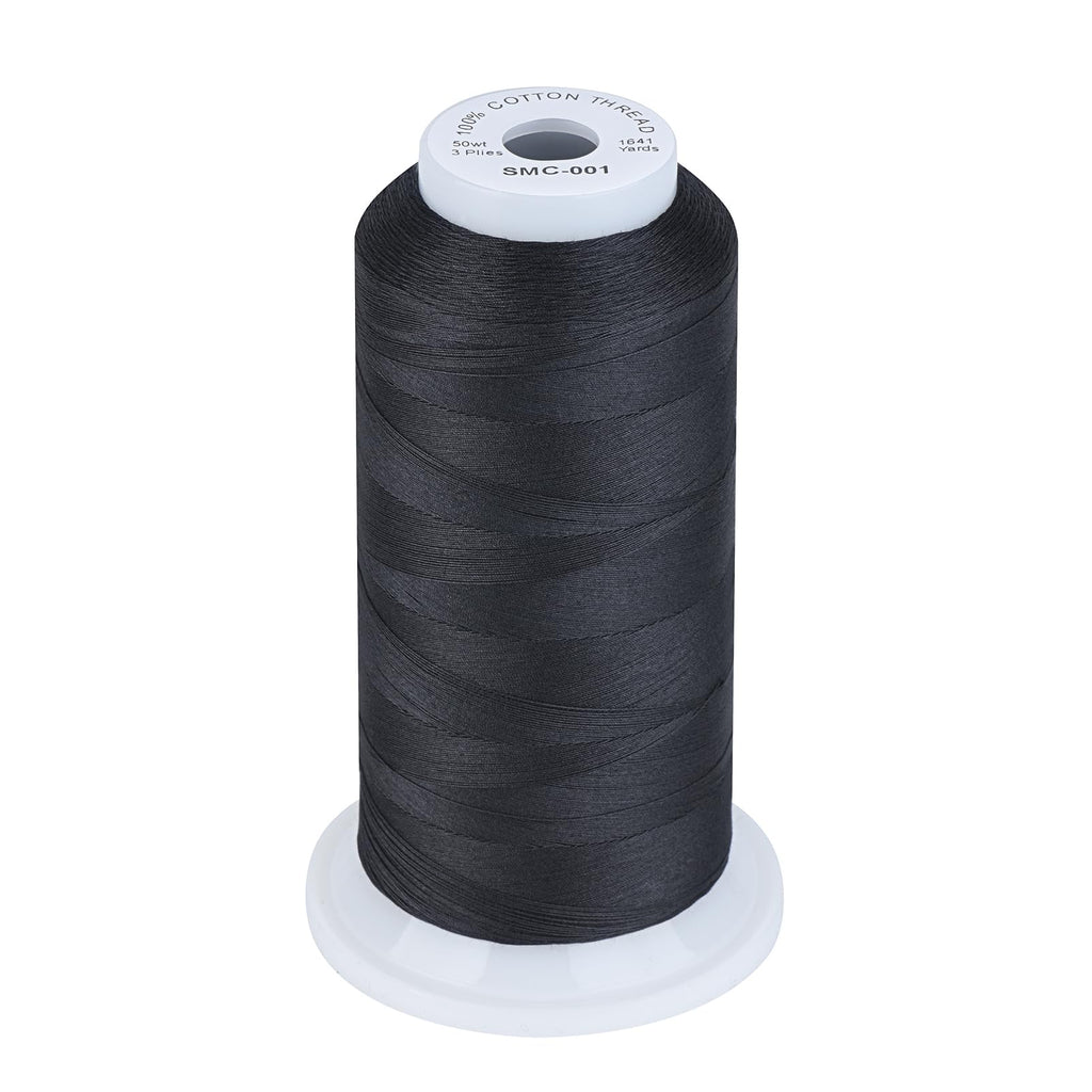 100% Cotton Thread 50wt Black for Sewing Quilting Machine