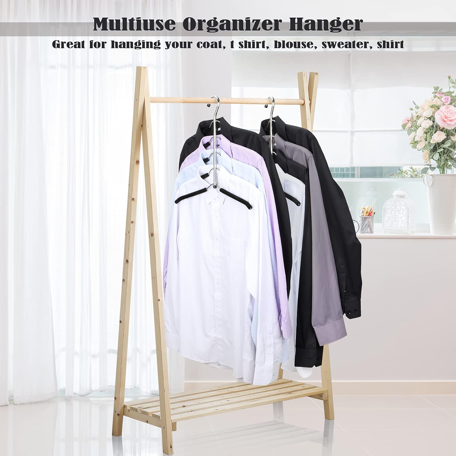 Hangers Space Saving Clothes Hanger 2 Packs | Non Slip Padded Coat Hanger 5 Layers Heavy Duty Stainless Steel Sweater