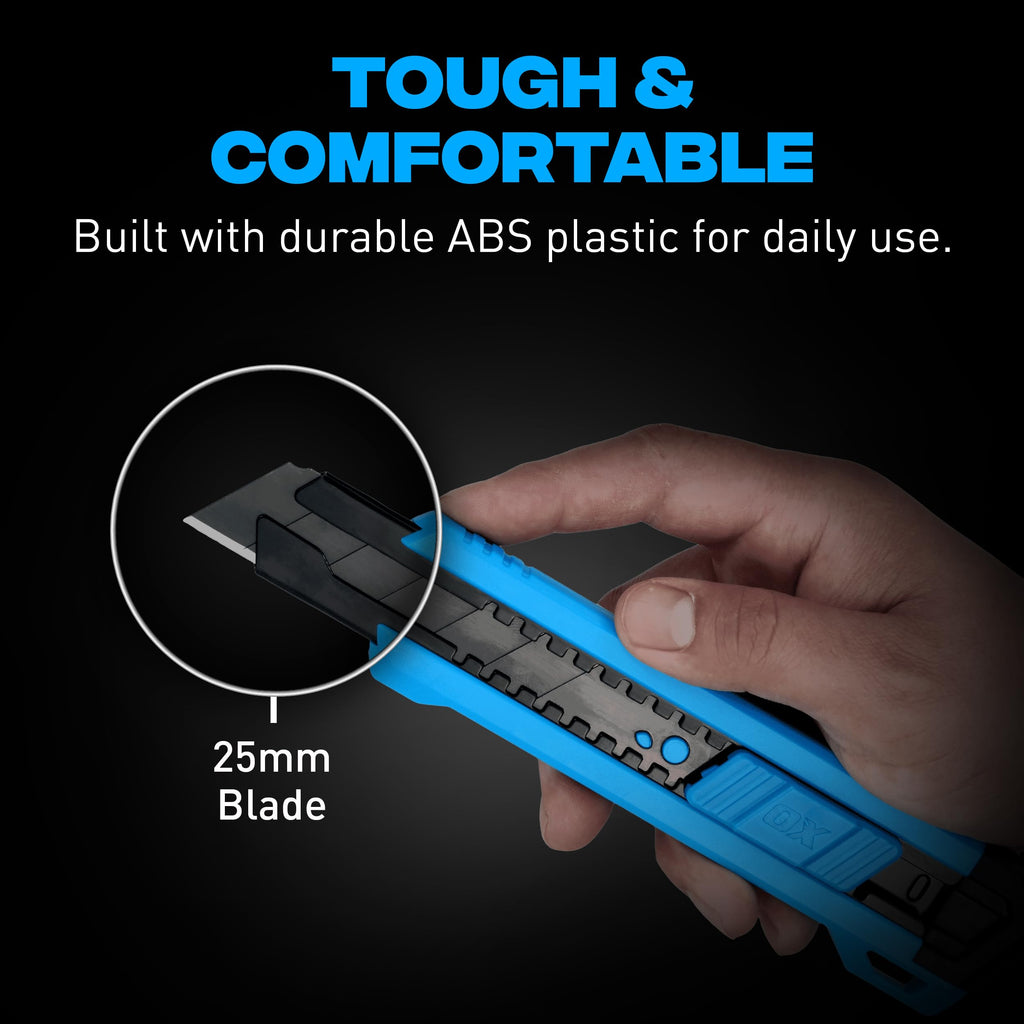 25mm Snap Off Utility Knife, Retractable Box Cutter with Slide Lock