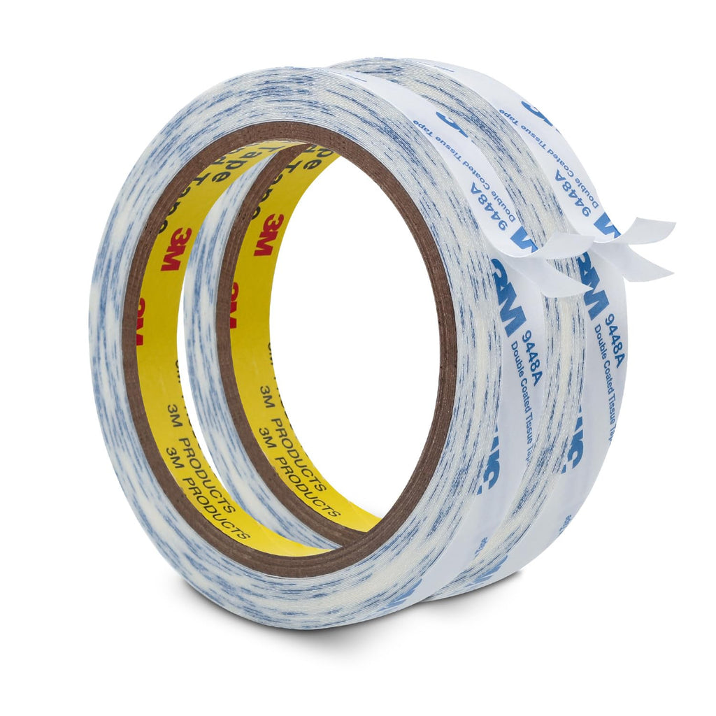 3M Double Sided Tape 0.5"×32.8Ft 2 Pack 9448A Double Coated Tissue Adhesive