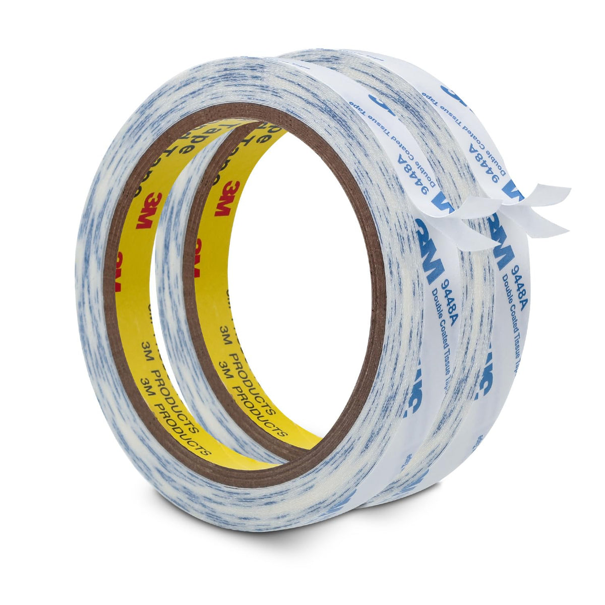 3M Double Sided Tape 0.5"×32.8Ft 2 Pack 9448A Double Coated Tissue Adhesive