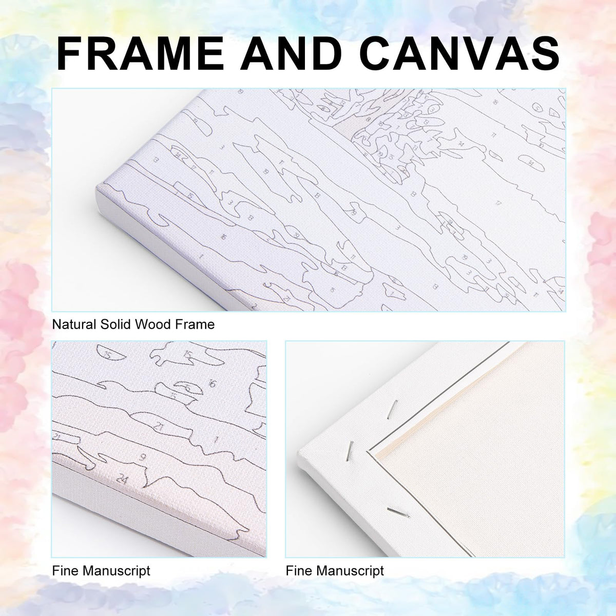 Framed Paint by Numbers Kit for Adults Starry Night, Flowers