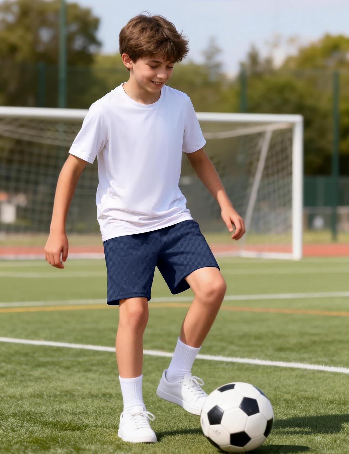 Boys Athletic Shorts Kids Mesh Basketball Soccer Short with Pockets