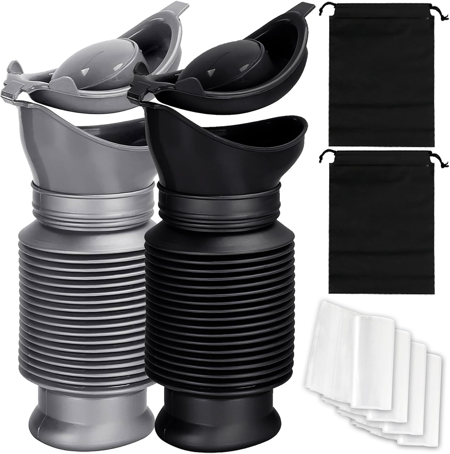 Car Travel Portable Urinal for Men and Women, Spill Proof 750 ml 2Pcs | with Disposable Bag, Portable Urine Bottle