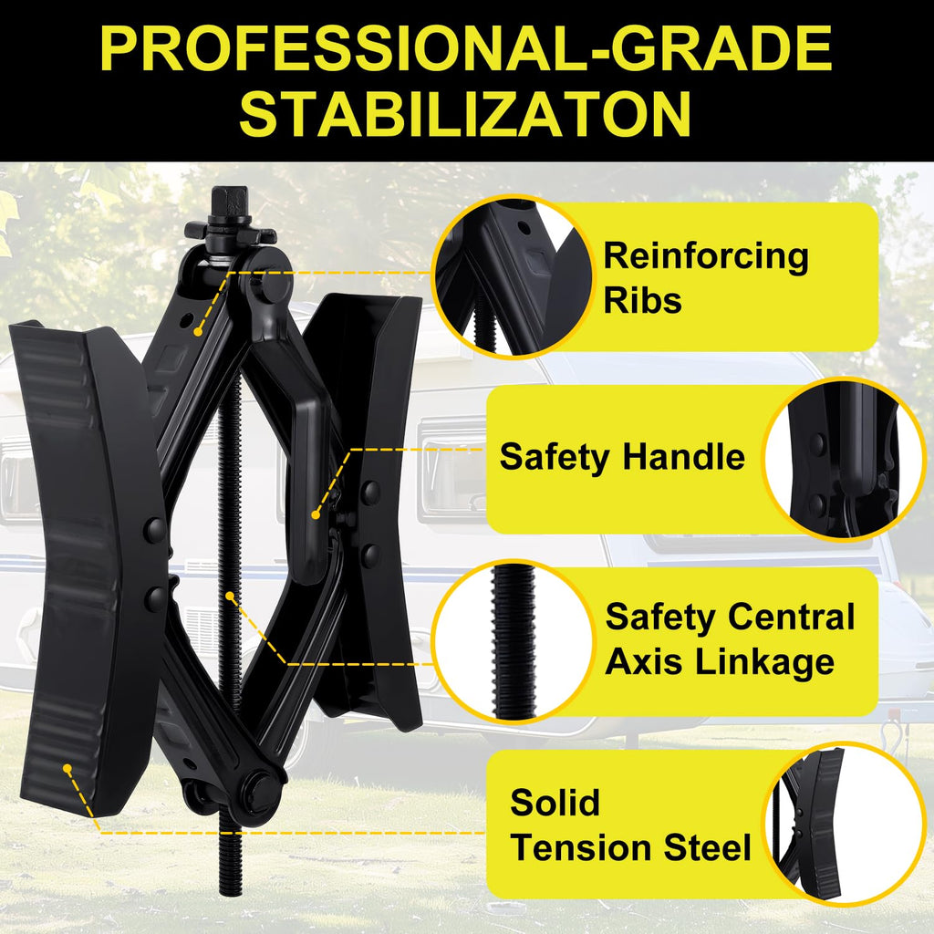 Camper Wheel Chock Stabilizer 2 Sets, X-Shaped RV Stabilizer