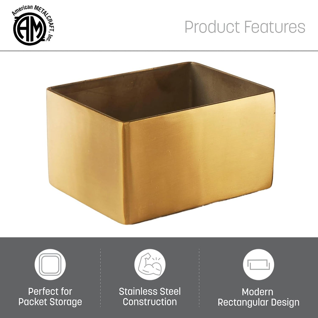 GSPH4 Rectangular Gold Sugar Packet Holder, Satin Finish, 2-3/4 inches L Square