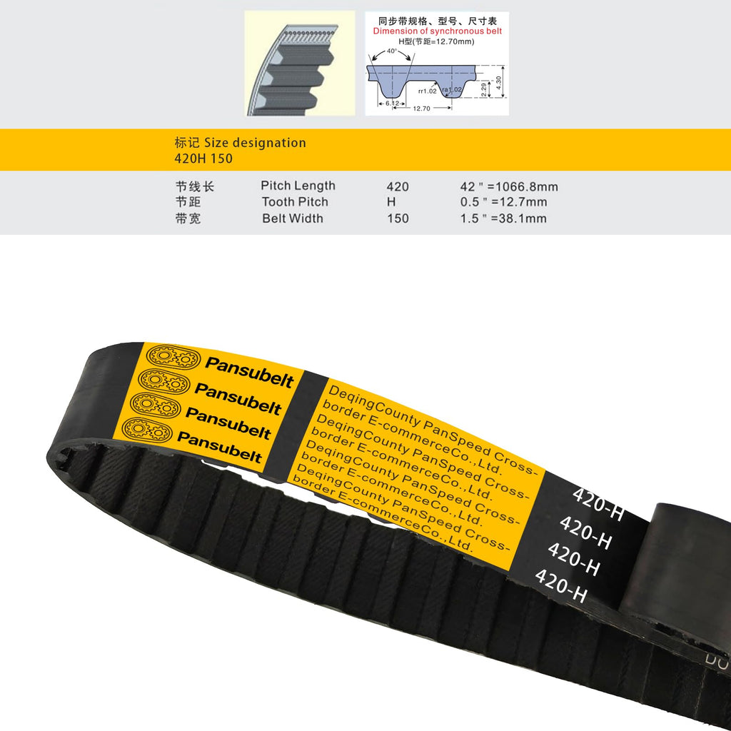 Pansubelt 385H100 Endless Rubber Timing Belt,1 Inch Width,H Series