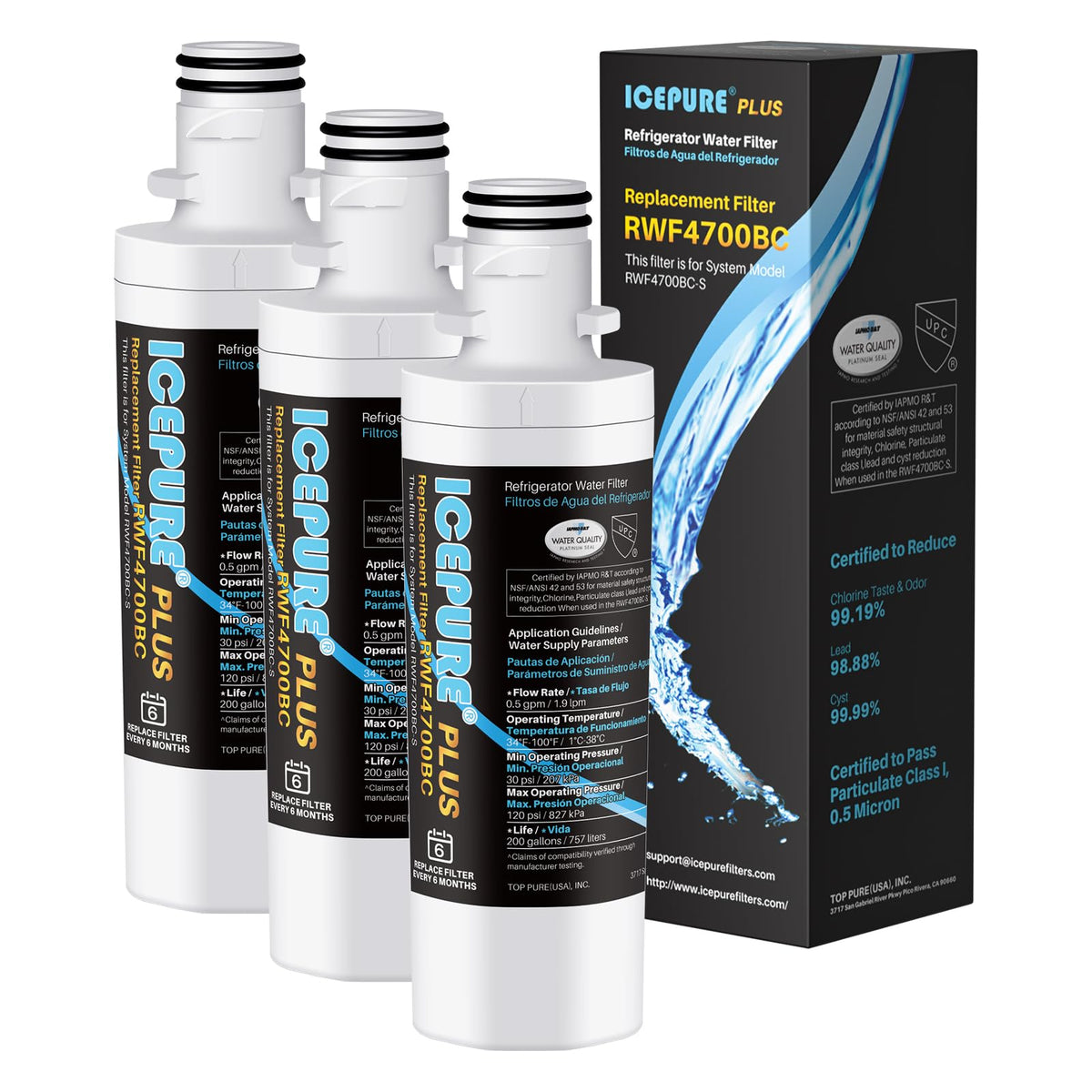 PLUS LT1000PC ADQ747935 NSF/ANSI 53&42 Certified Water Filter,3PACK
